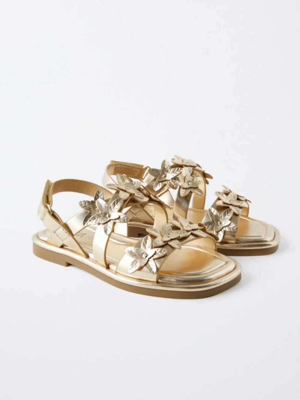 Zara Toddler Metallic Gold Floral Sandals